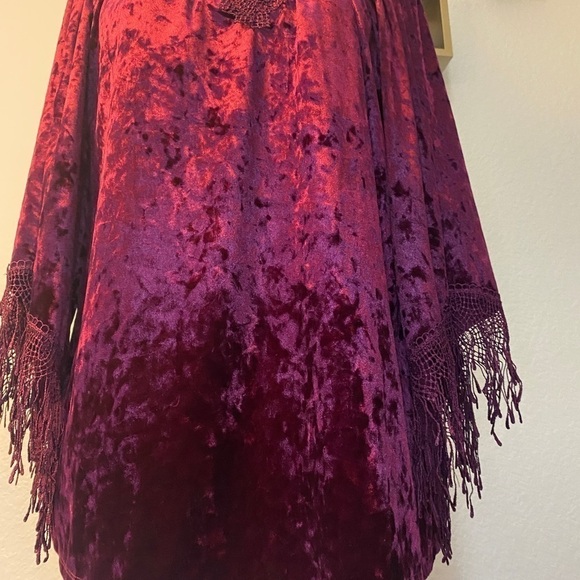 Melissa Paige Burgundy Velour Velvet Blouse sz Small - Picture 4 of 8
